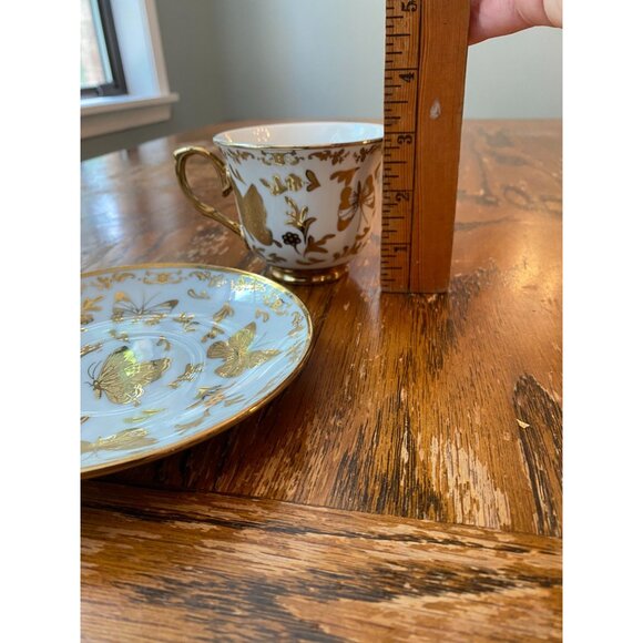 Vintage Gold Butterfly Bone China Elegant Tea Cup & Saucer Set - Picture 7 of 9